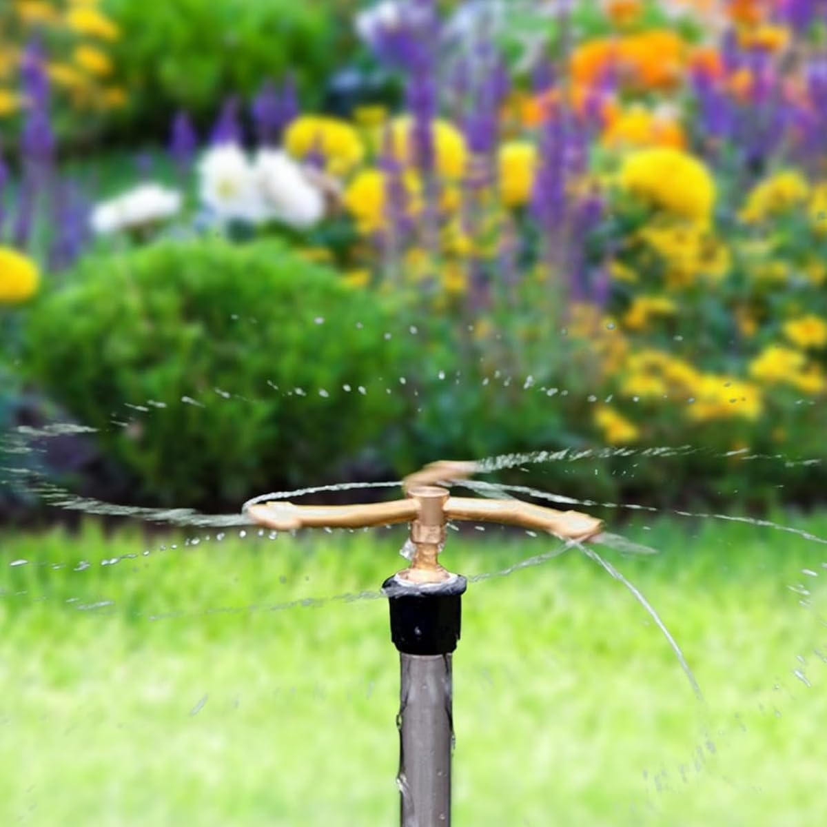 HASTHIP Water Sprinkler for Garden Irrigation featuring 3-Head Brass Nozzles and 360 Rotation | 2PCS