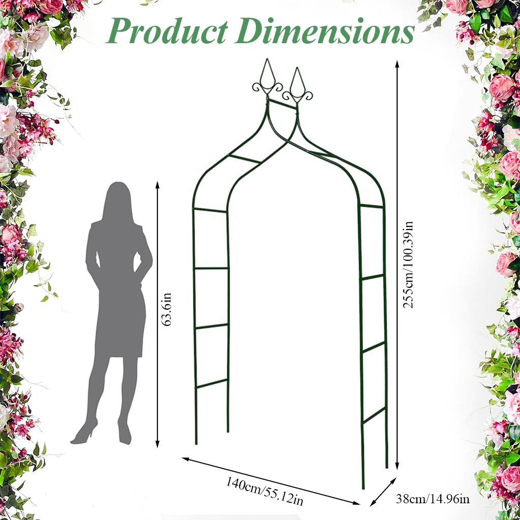 HASTHIP® Wedding Floral Gate Arch Stand 100 inches Wedding Floral Gate Arch Stand Ceremony Decorative Floral Arch Stand DIY Assembly Floral Arch Gate Stand for Wedding Party, 55 x 14.9x100 inches