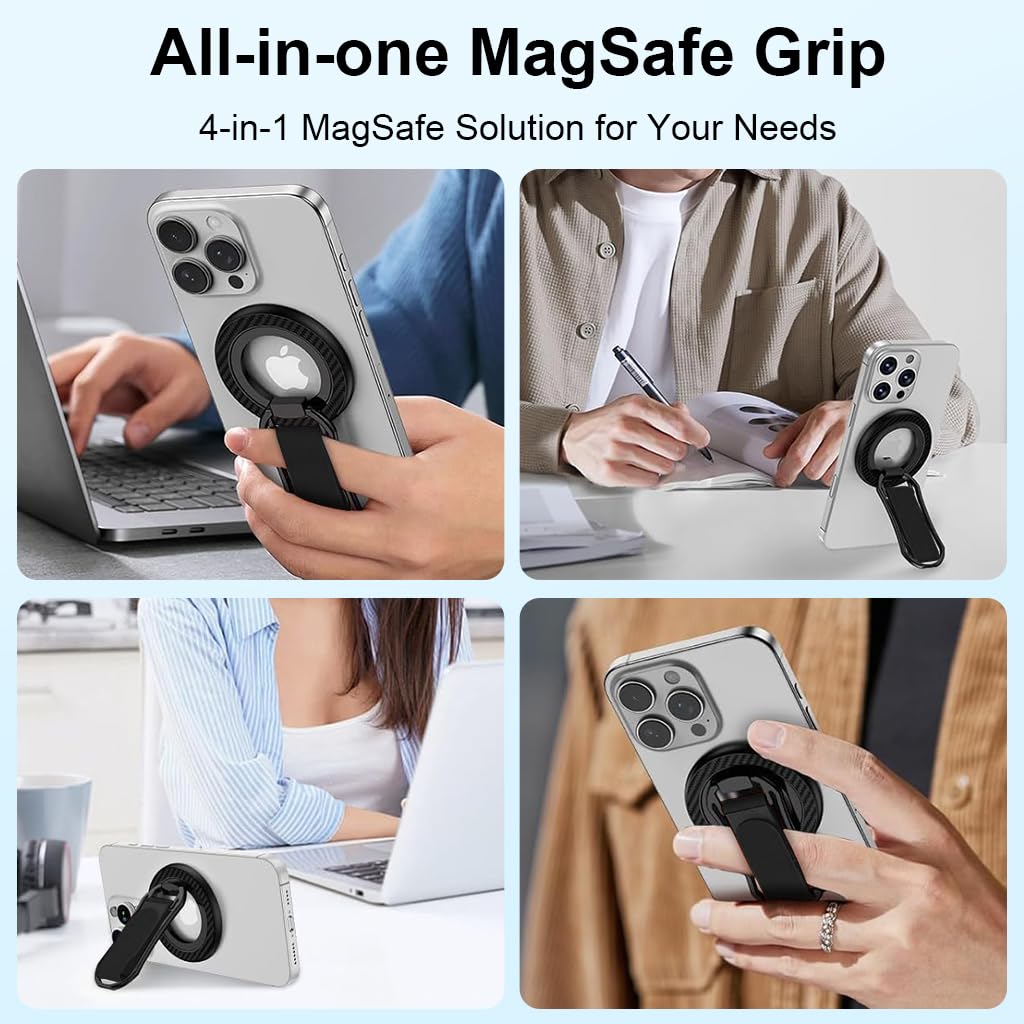 ZORBES Magnetic Phone Grip Strap with 360 Degree Swivel Kickstand and Metal Design | Universal Detachable Holder for Hands Free Viewing