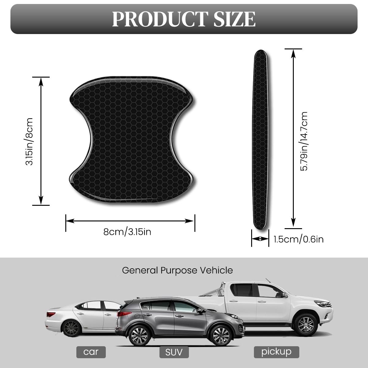 STHIRA Car Door Protector Guard Set with 16PCS Handle Bowl Covers in Black Carbon Fiber Pattern