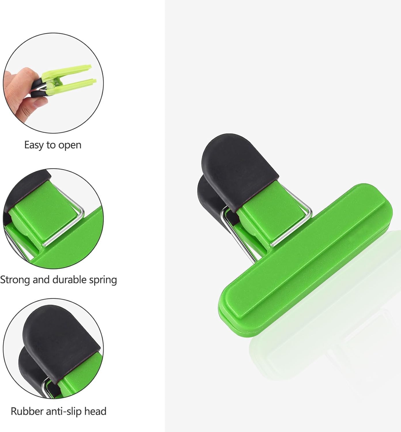 Zibuyu Food Bag Clips Set for Kitchen and Office with 12 3in Clips featuring Spring Seal | Colorful Anti Slip Rubber Handles