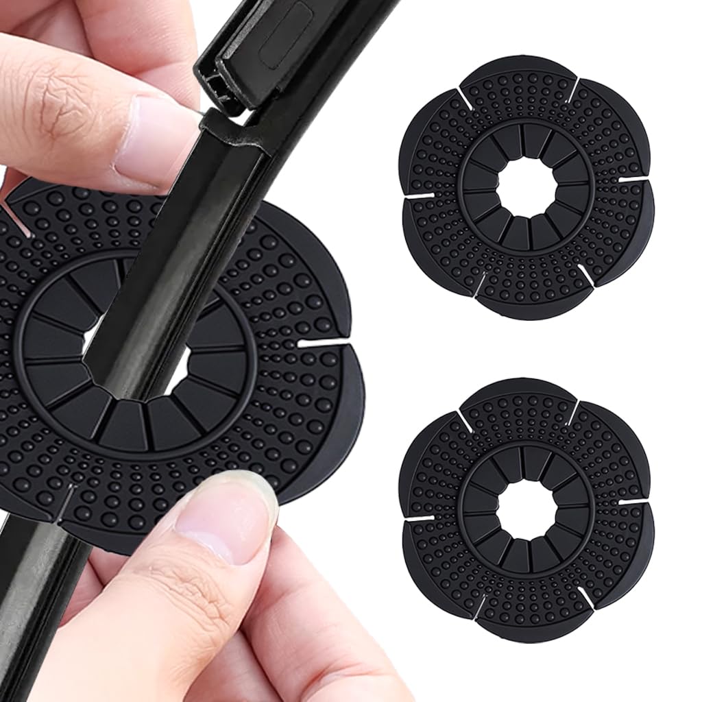 STHIRA Car Wiper Arm Hole Covers for Windshield Protection with Floral Design | PVC 2Pcs 0.62 in Inner 2.95 in Outer Universal Fit