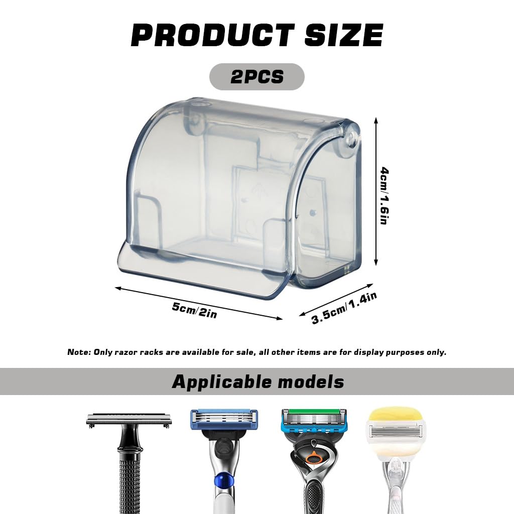 HASTHIP Razor Holders for Bathroom with Dustproof Flip Cover and Self Adhesive | 2 Pcs Grey