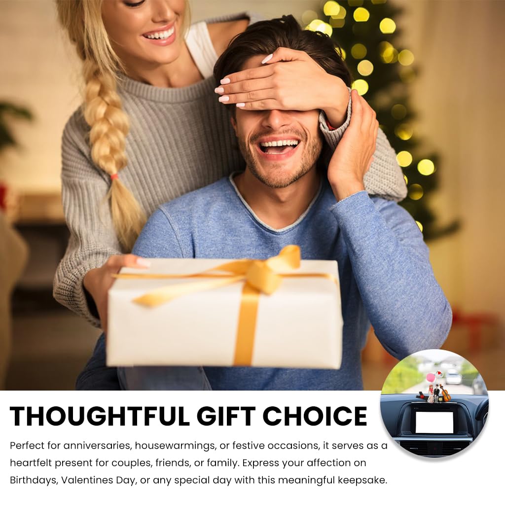 Zibuyu Cute Cartoon Car Decoration for Dashboard featuring Seamless Tape | 10x9x3cm Resin Couple Figurines