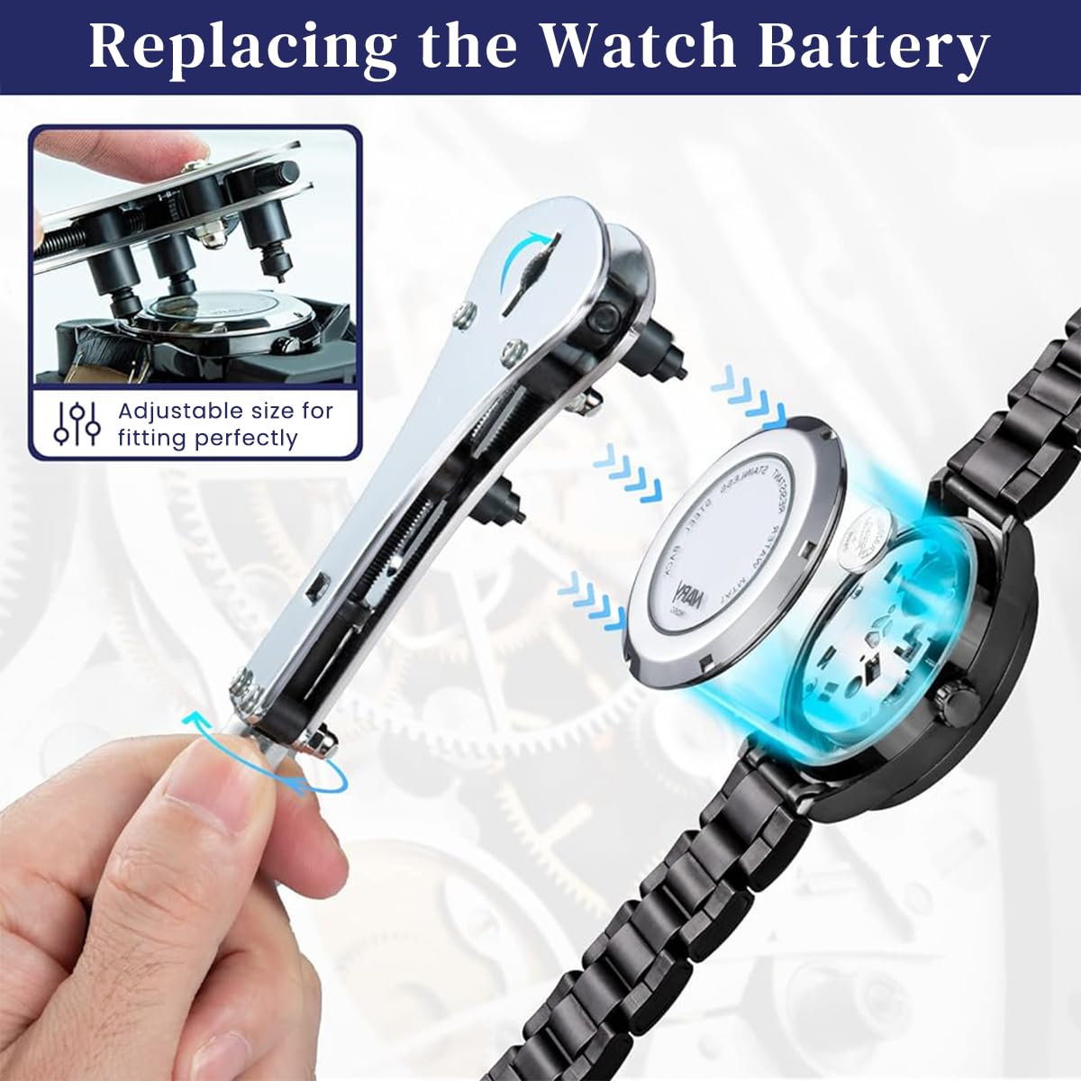 Serplex Watch Repair Kit for Battery Replacement and Strap Adjustment with Stainless Steel Tools & Carrying Case