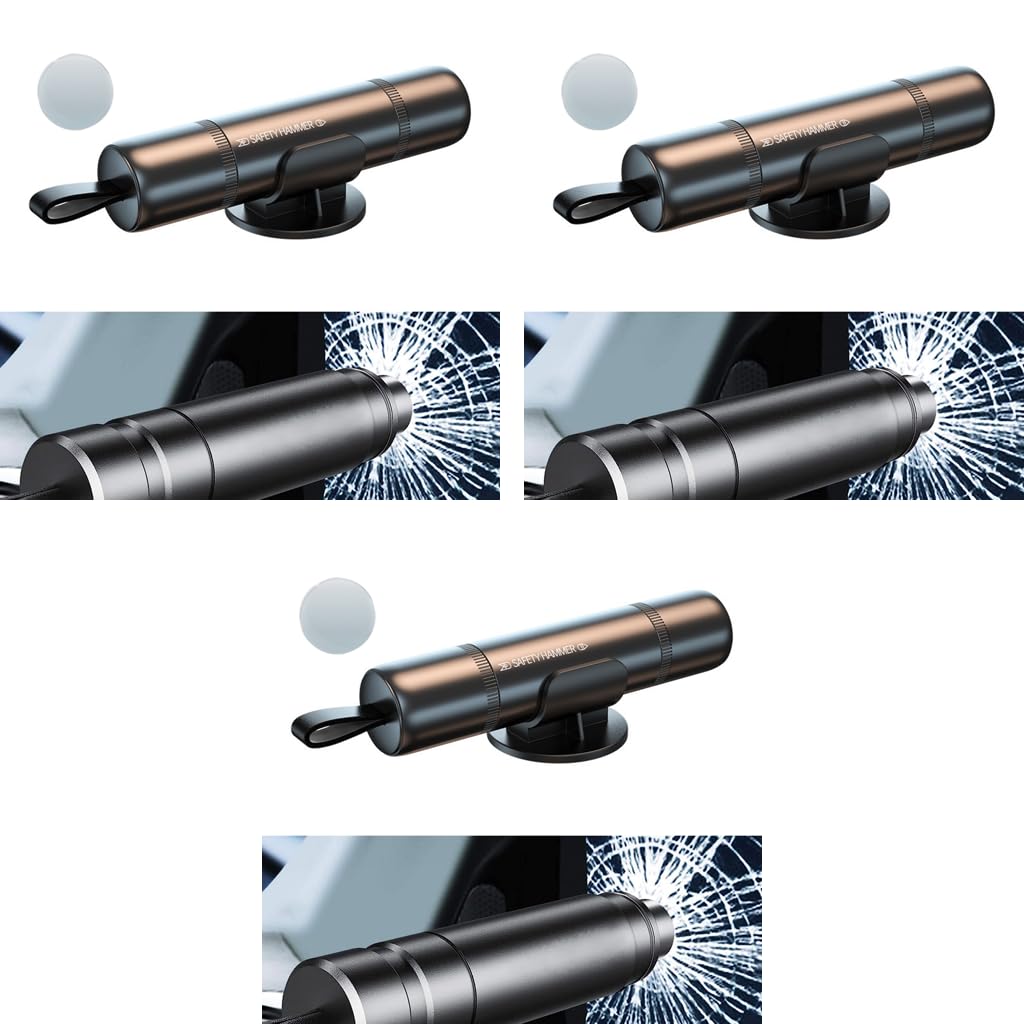 STHIRA Car Window Breaker with Seat Belt Cutter for Emergency Escape featuring Tungsten Steel Bit | 3 PCS Compact Tool
