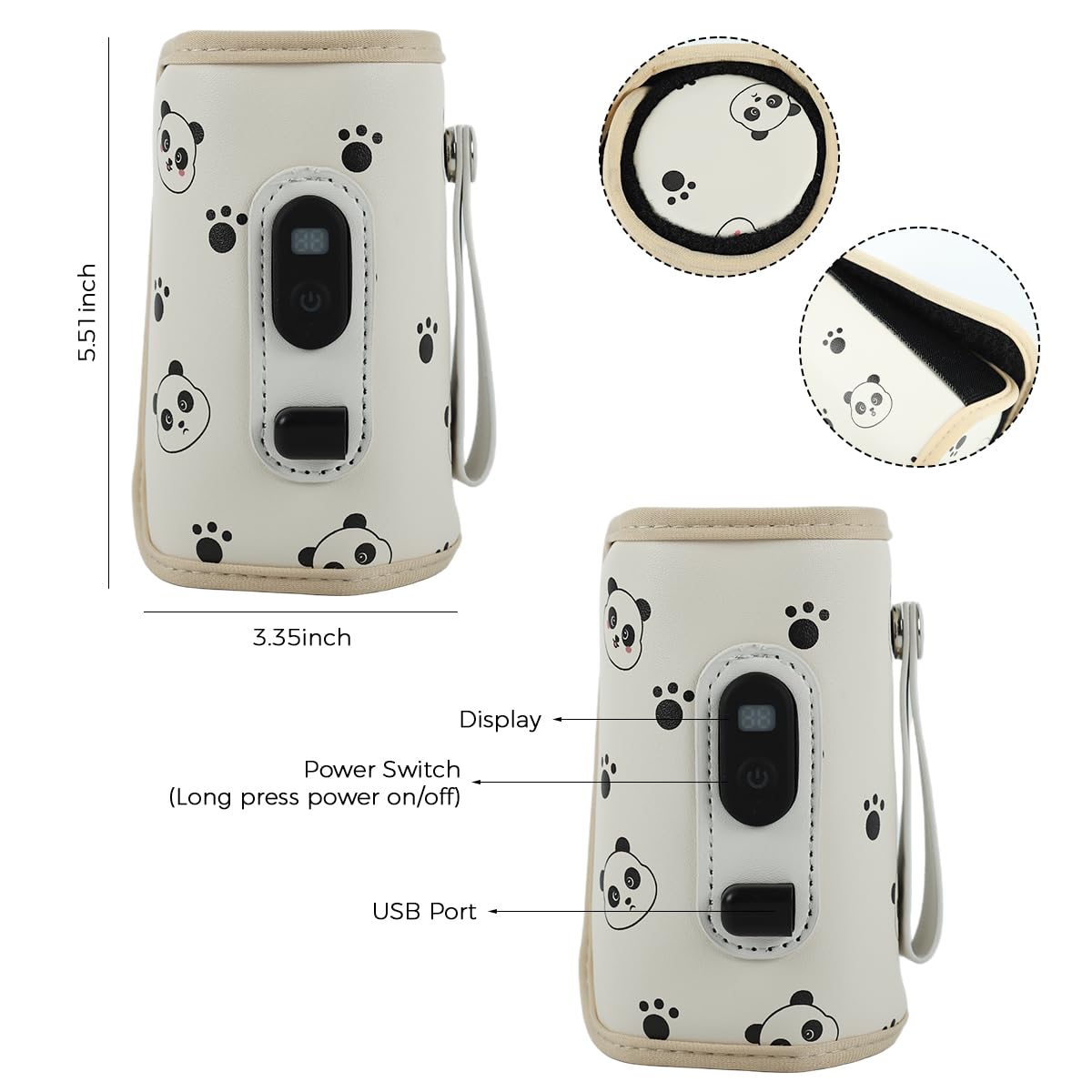 SNOWIE SOFT Milk Bottle Warmer Sleeve with 21 Temperature Settings and LCD Display | USB Heating Wrap for Baby Feeding