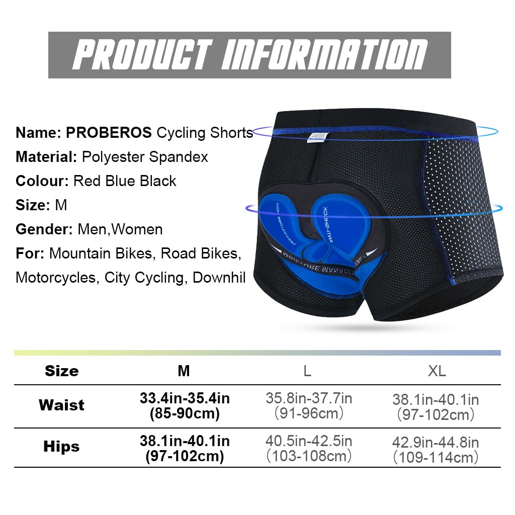 PROBEROS Men's Cycling Shorts for Long Rides with 3D Gel Padding and Breathable Nylon | Quick Dry Comfort