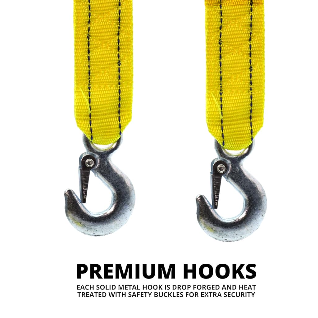 STHIRA Car Towing Rope for Vehicle Recovery with Quick Release Snap Hook | 13ft 5-Ton Polyester Strap
