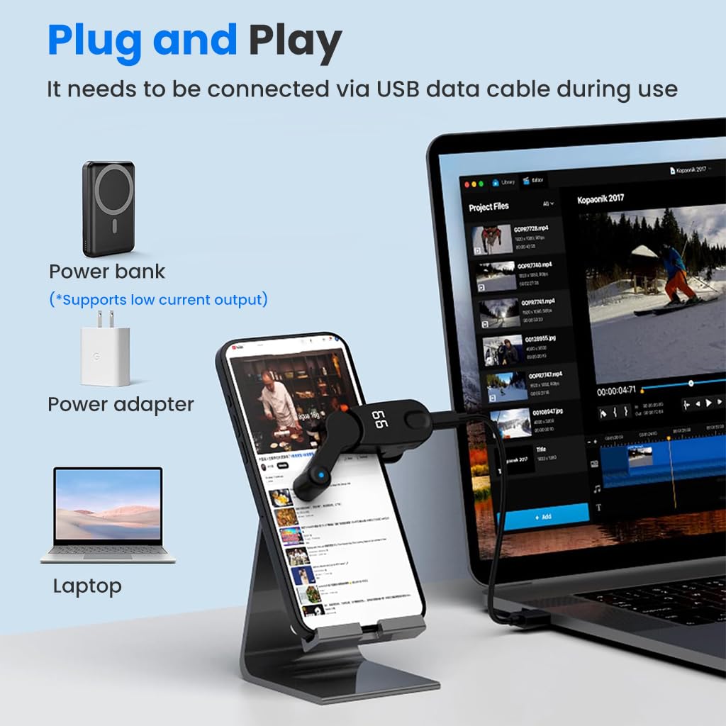 ZORBES USB Wired Auto Clicker for Phone and Tablet with 198 Speed Levels | Plug and Go Controller