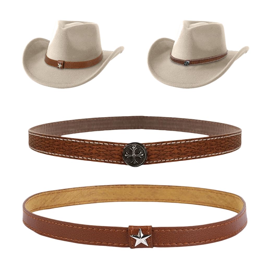 GUSTAVE Hat Bands for Cowboy Hats with Retro Charm and Brown Rivet Design | 2 Pieces Set