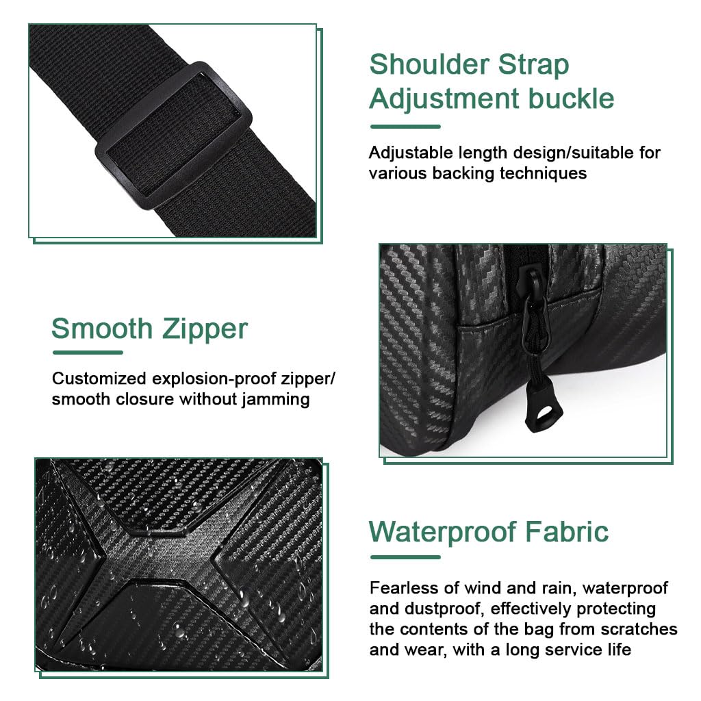 STHIRA Waterproof Bag for Travel and Riding featuring Carbon Fiber Texture & Adjustable Strap