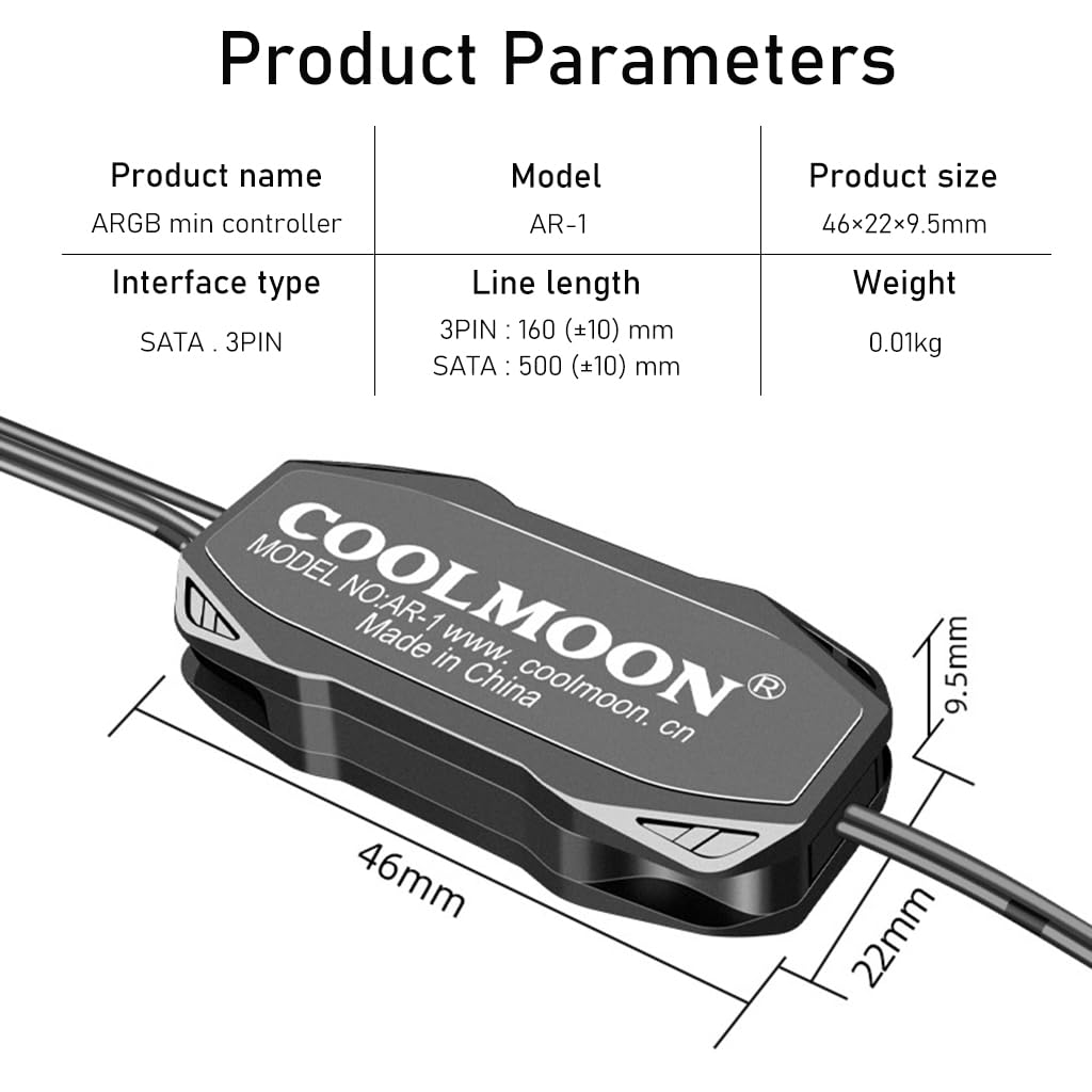 Verilux® ARGB Controller 5V 3Pin RGB Controller for PC, Built-in Light Modes, SATA Power Supply Light Stripe Remote Controller, PC Modification ARGB Controller for ARGB Fans, ARGB Light Strips
