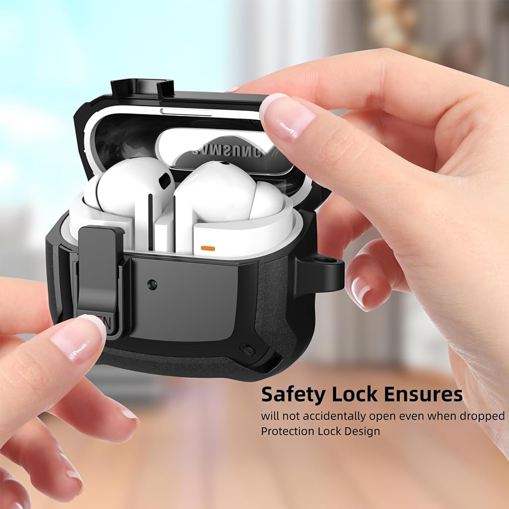 ZORBES Earbud Charging Case Cover for Galaxy Buds 3 Pro featuring Safety Lock and PC Shell | Wireless Charging and Carabiner