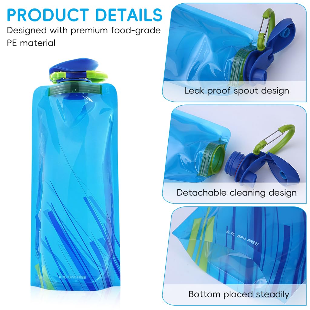 ZIBUYU Water Pouches 700ml for Running and Hiking with Quick Release Buckles | Leak Proof Refillable Bottles