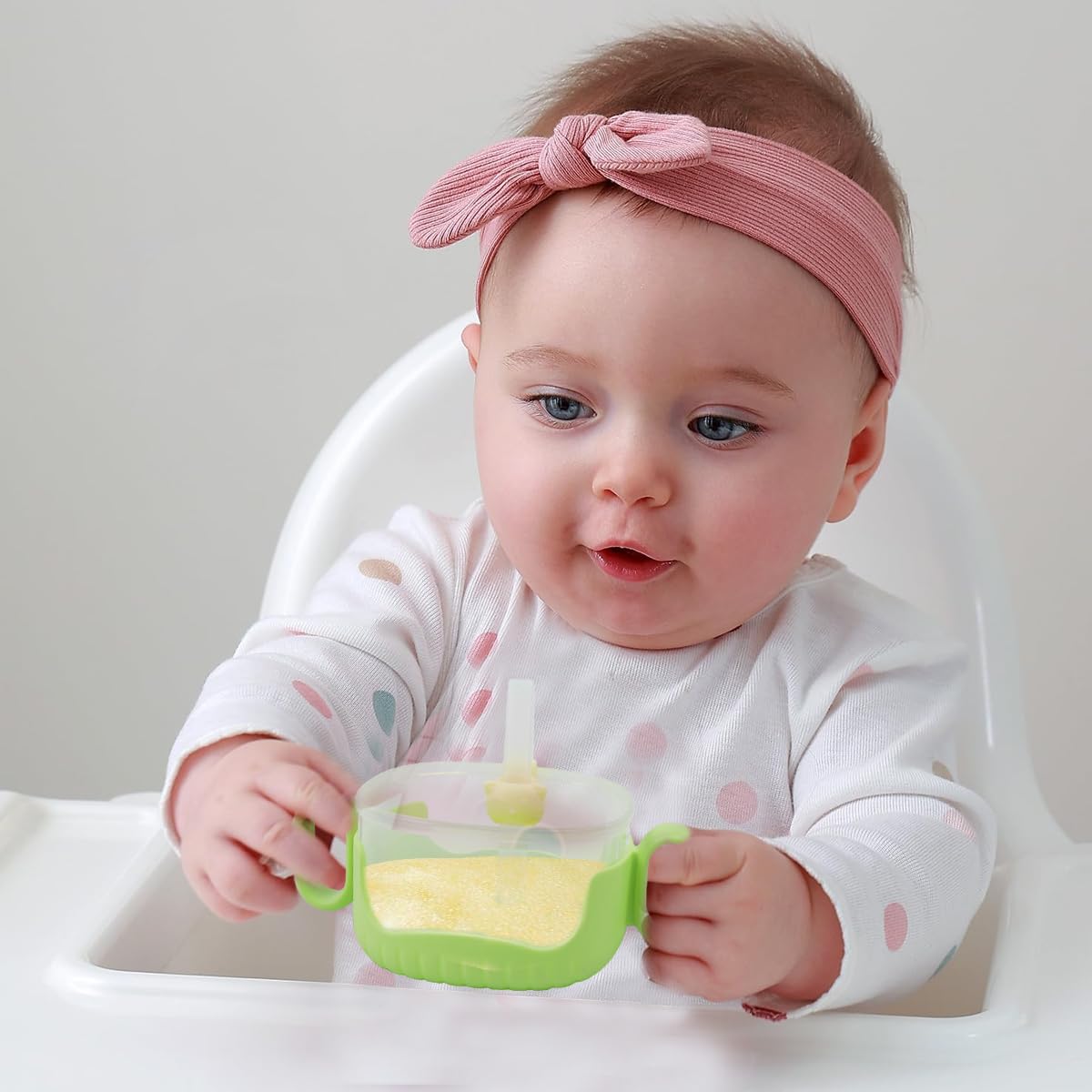 SNOWIE SOFT Baby Sipper Bowl for Feeding with 400ml Capacity and Clip-on Straw | Green PP