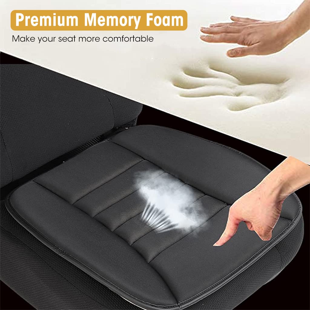 STHIRA Memory Foam Car Seat Cushion for All Season Comfort with Anti Slip Bottom | Black 1 Pack
