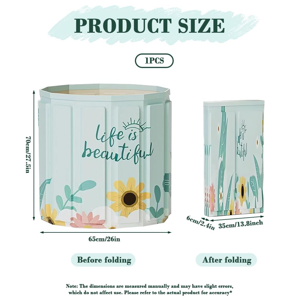 HASTHIP Portable Bathtub for Adults with 27 in Depth and Foldable Multi Panel Design | PVC Ice Bath for Home Spa