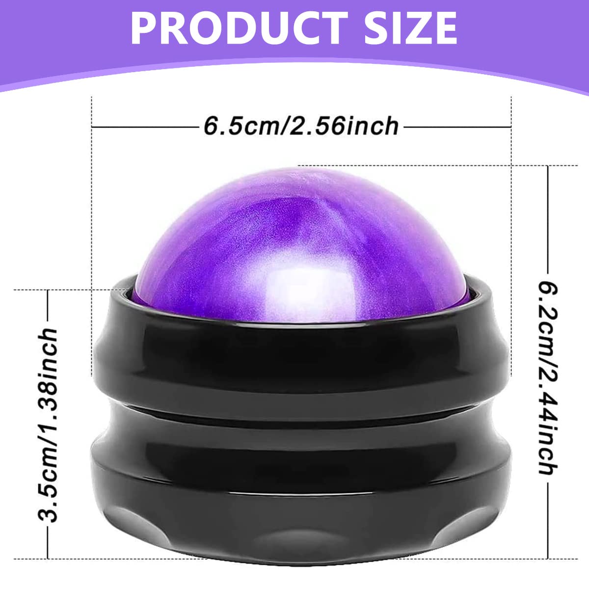 HANNEA Massage Ball for Full Body Relief with 54mm 360° Rotatable Resin Roller | Purple