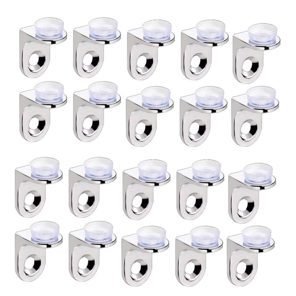HASTHIP® Wardrobe Shelf Brackets L-shaped Sliver Alloy Shelf Brackets with Intergrated PVC Suction Cups Anti-slip Floating Glass Shelf Brackets, Wardrobe Shelf Brackets