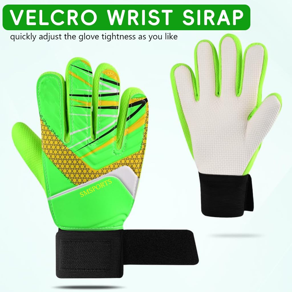 Proberos Football Goalkeeper Gloves for Kids with Latex Palm Grip and Size 7 Fit | Adjustable Strap and Soft PU Back