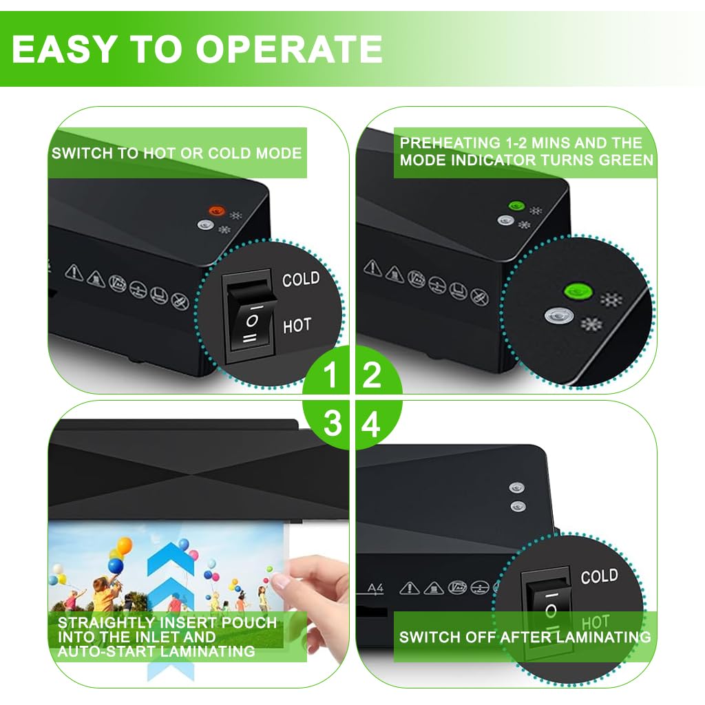 OFIFO Lamination Machine for A4 A5 A6 Documents with 115–145°C Control and 2‑Minute Warm-Up | Jam-Free Compact Design