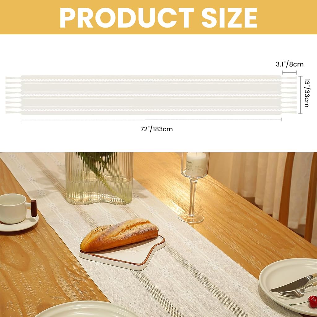 HASTHIP Table Runner for Party and Wedding 30x180cm featuring Jacquard Patchwork Linen and Tassel Design