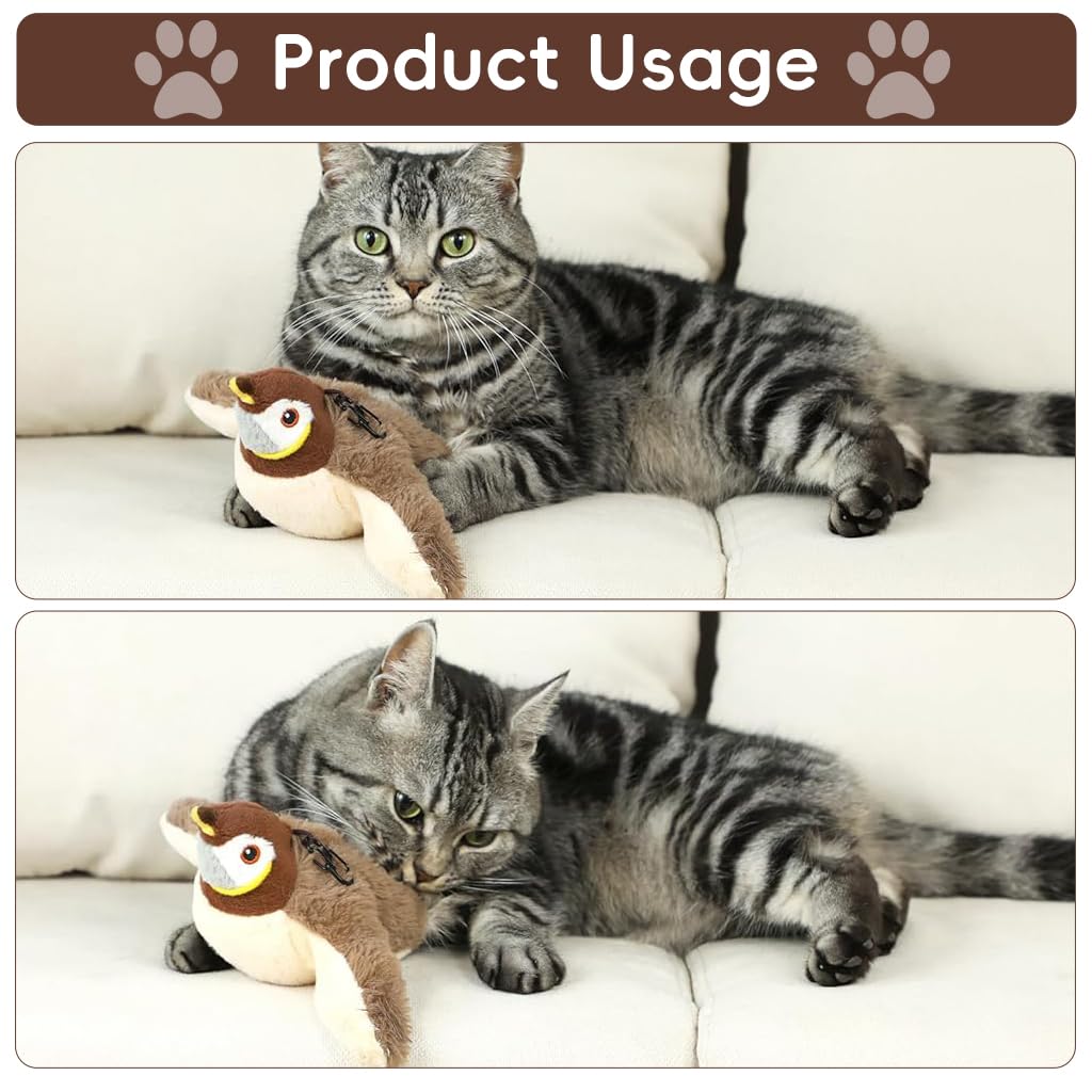 Qpets Cat Toy for Playtime with 3 Mode Electric Flapping Wings and Soft Plush Design