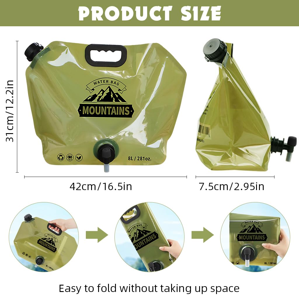 Proberos Water Storage Bag for Outdoor Travel with Leak-Proof Valve and 8L Capacity | BPA-Free TPU