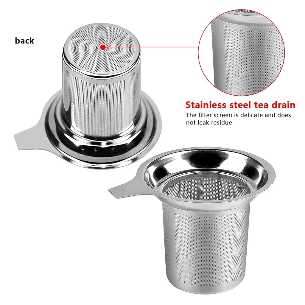ZIBUYU Sink Strainer and Tea Strainer Set for Kitchen and Bathroom featuring 4.3 in Filter and 8.8 cm Mesh | Stainless Steel with Easy Clean Handle