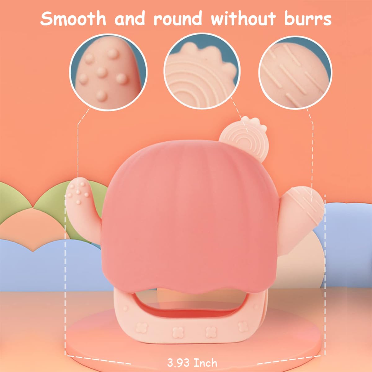 SNOWIE SOFT Penguin Shape Silicone Teether for Babies 3+ Months with Easy Grip Handle | BPA Free Pink Soothing Gum Relief