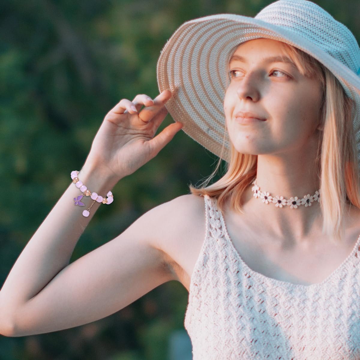 Zibuyu Butterfly Crystal Bracelet for Women with Enamel Charms and Elastic Design | Gift Jewelry