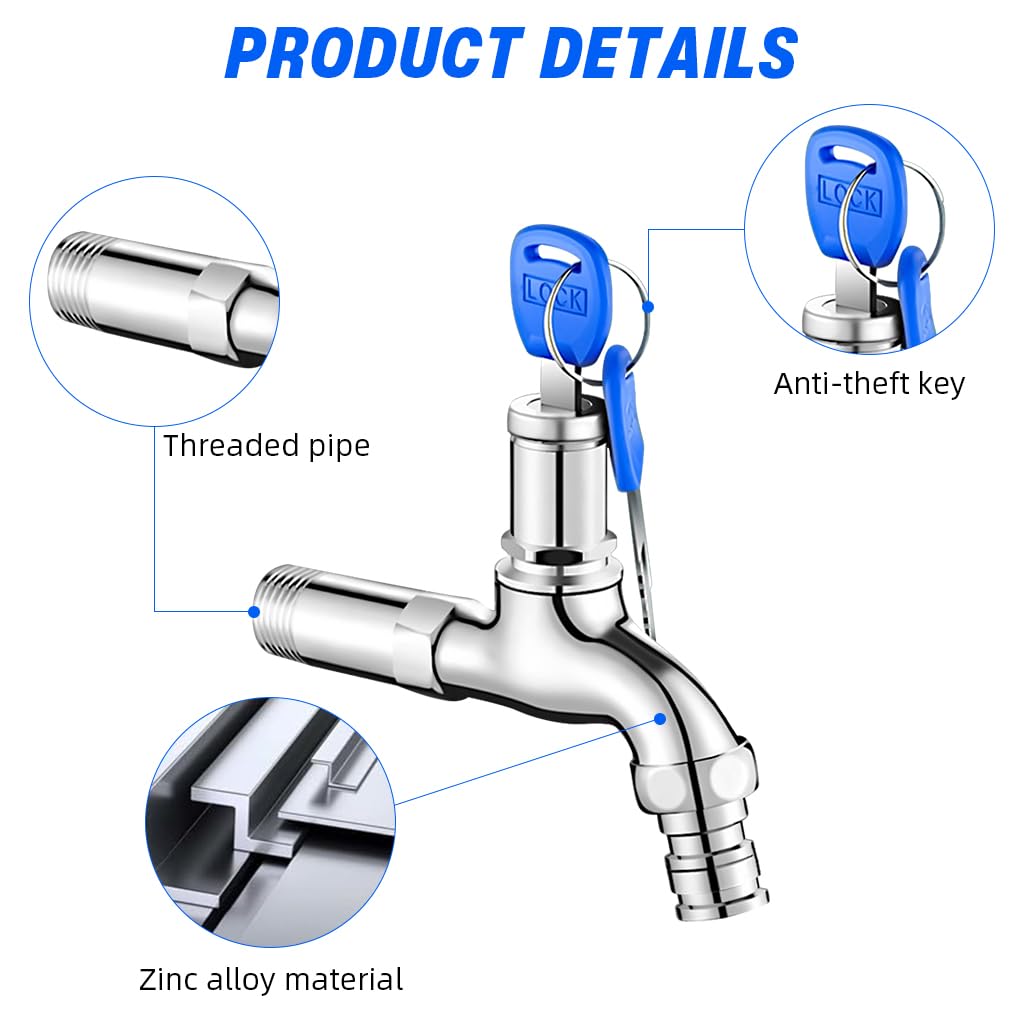 HASTHIP Safety Water Faucet Lock for Outdoor Use with 1/2 in Thread and Key Mechanism | Heavy-Duty Alloy Construction