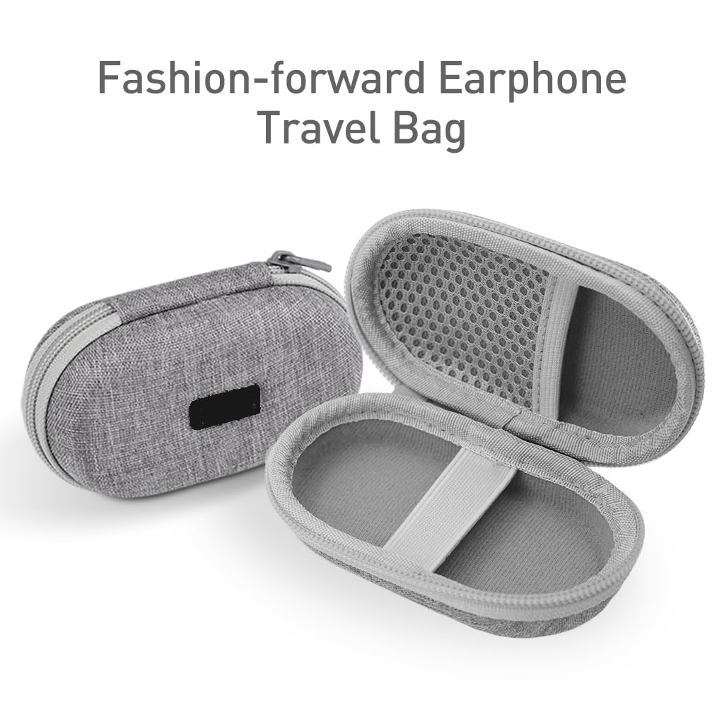 ZIBUYU Earbud Travel Case for Earphones and Cables with Elastic Belt and Mesh Bag | Soft EVA Storage Pouch