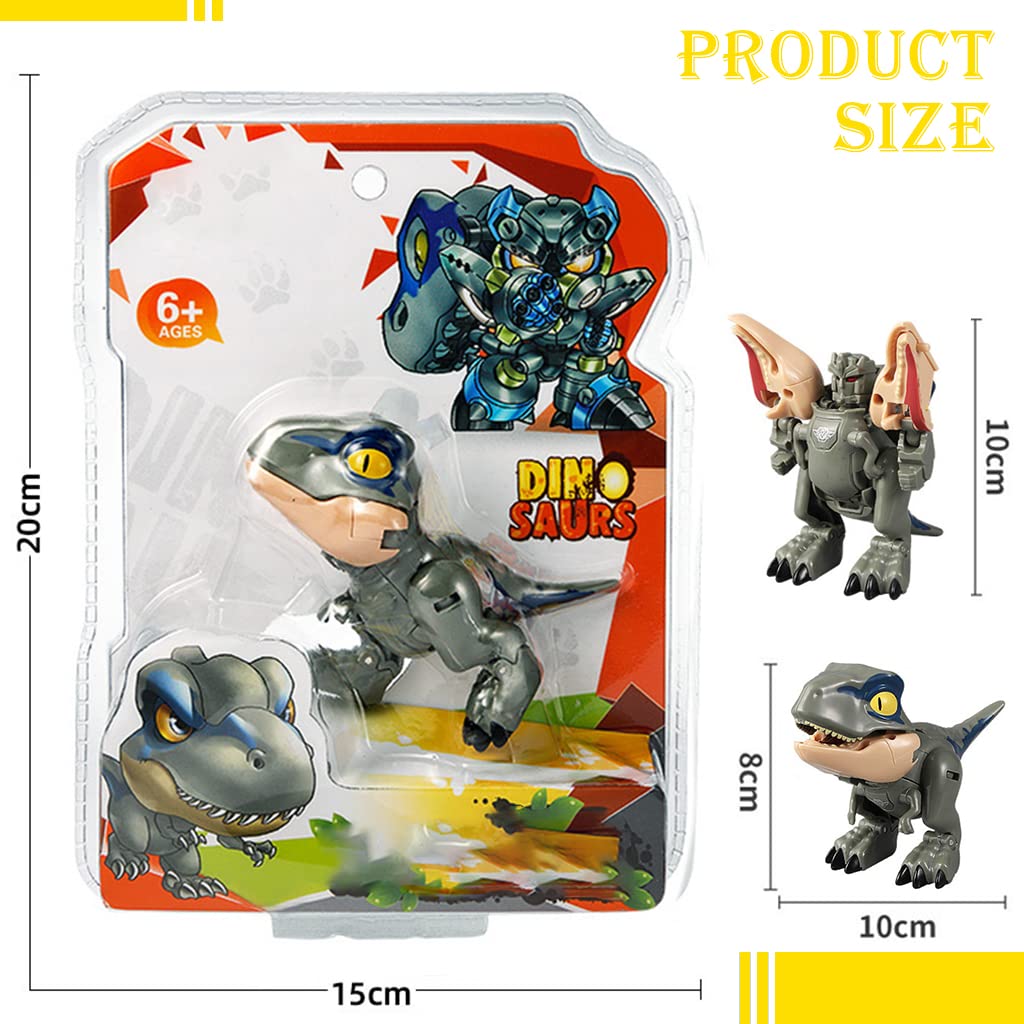 PATPAT Dinosaur Toys for Kids featuring 2 in 1 Transform Robot Velociraptor 3.9 in | ABS Figurine Gift