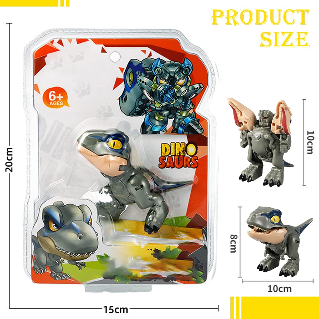 PATPAT Dinosaur Toys for Kids Transform Dinosaur Robot Toy Transforming Mini Dinosaur Figures Toy, 2 in 1 Cartoon Velociraptor Transform Toy Birthday Xmas Gift for Kids Boys Girls 3 4 5 6 7 8 Years