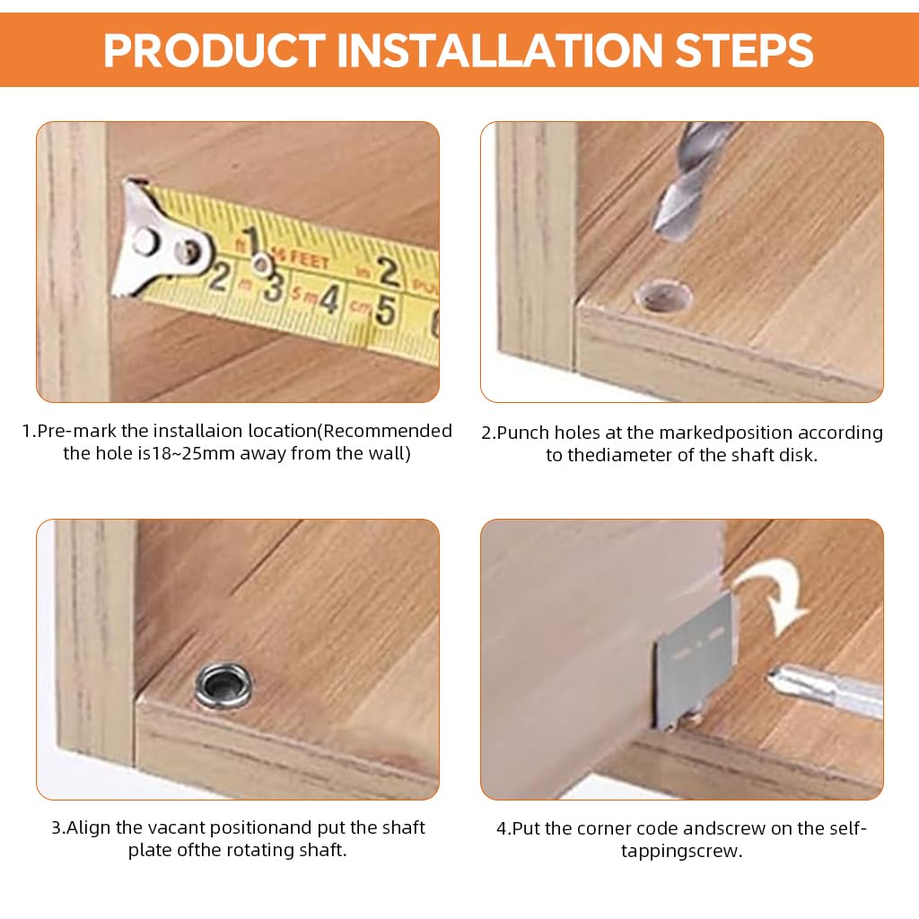 Serplex Door Hinges for Shaft Duct and Wooden Cabinets featuring Silent Shaft Mechanism | 2 Sets Stainless Steel Concealed Mount Design