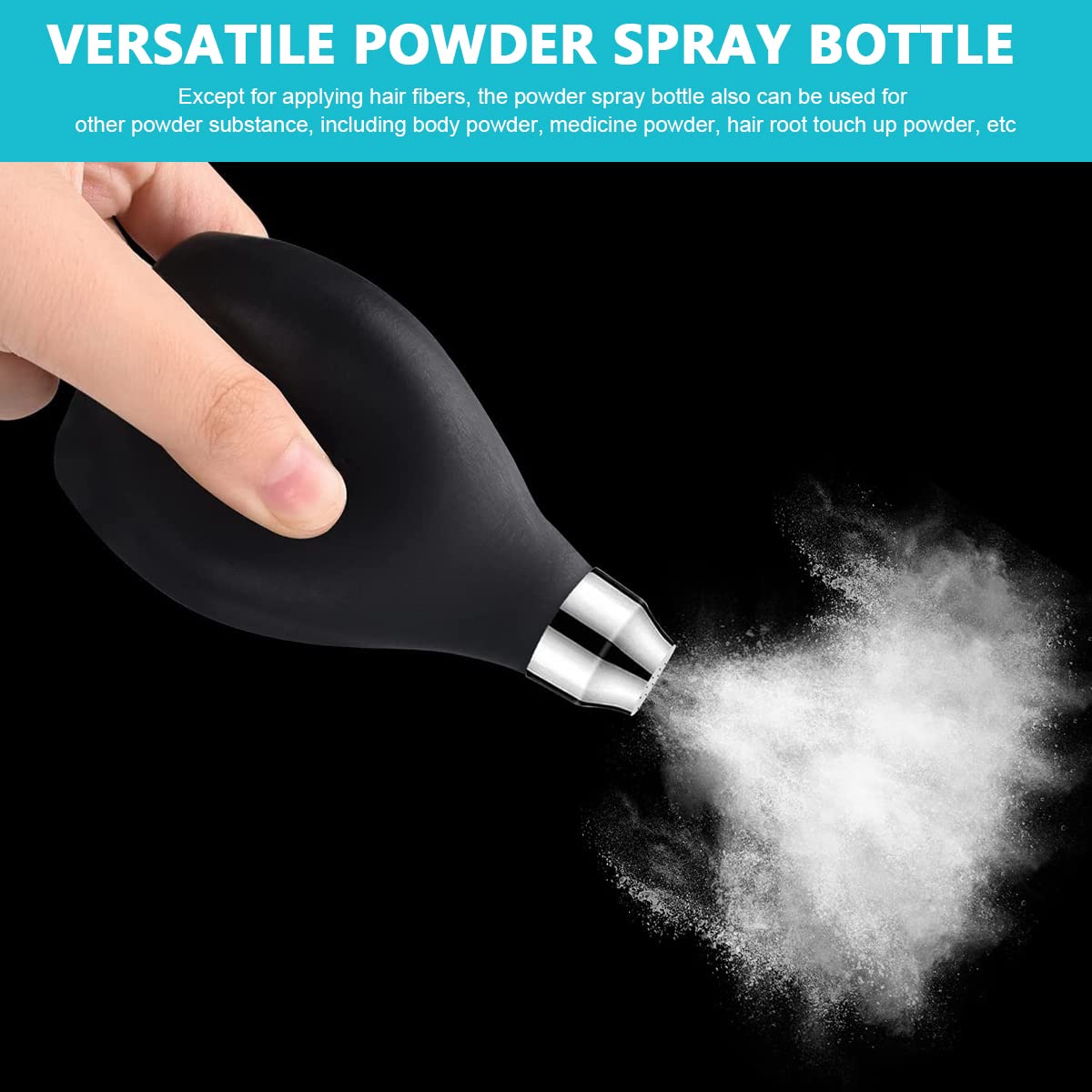 MAYCREATE Powder Spray Bottle for Hair Fibers with Silicone Air Pump 100ml | Refillable Styling Tool