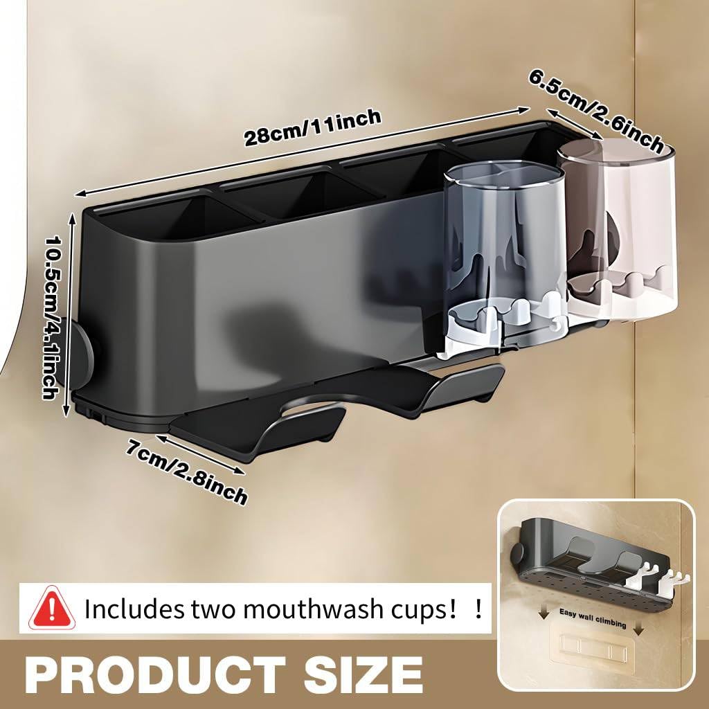 HASTHIP Hair Dryer Holder for Bathroom with 4 in 1 Storage and Self Adhesive Mount | ABS Wall Organizer