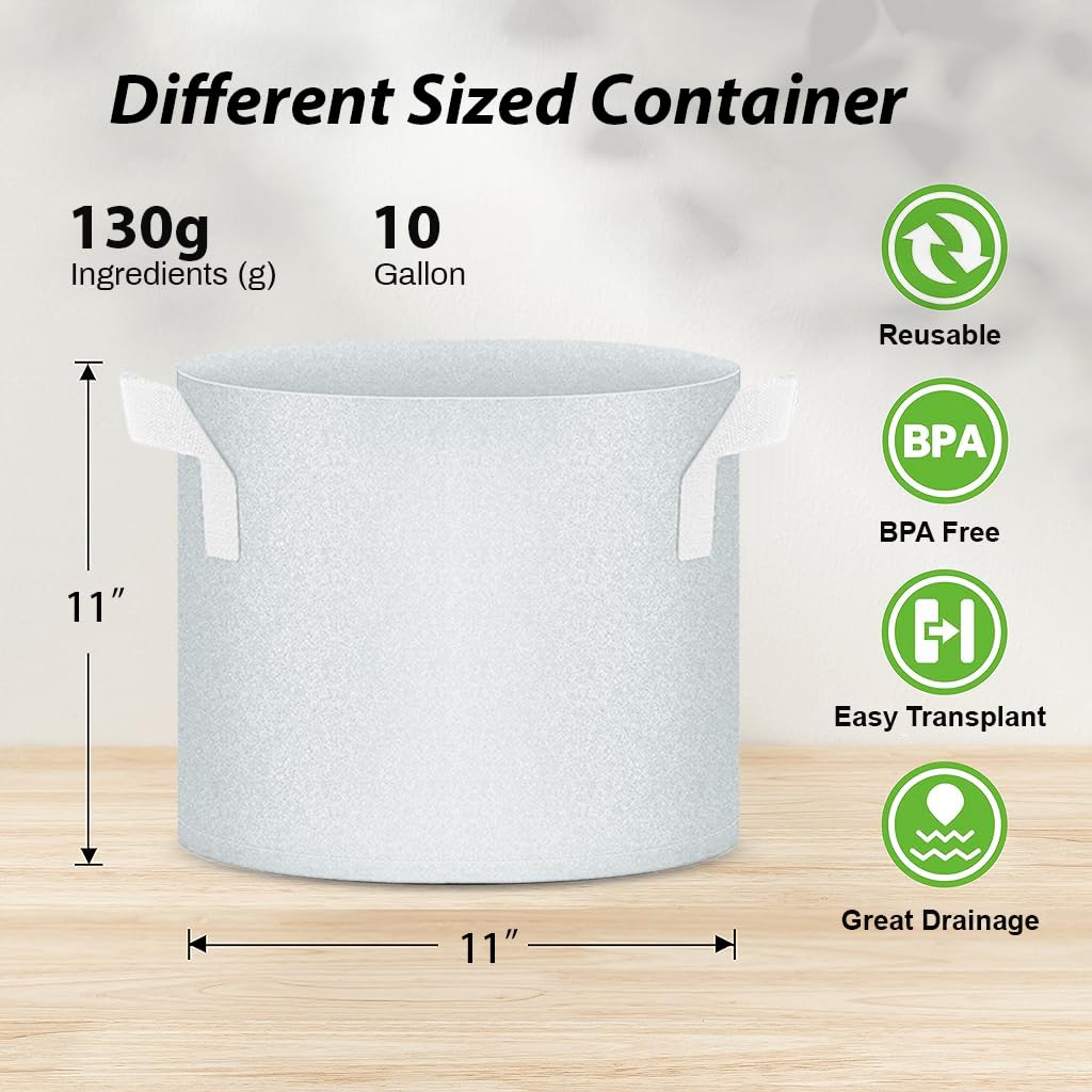HASTHIP Grow Bags for Vegetables and Flowers with Handles 10Pcs 20L Fabric Pots | 30×30cm