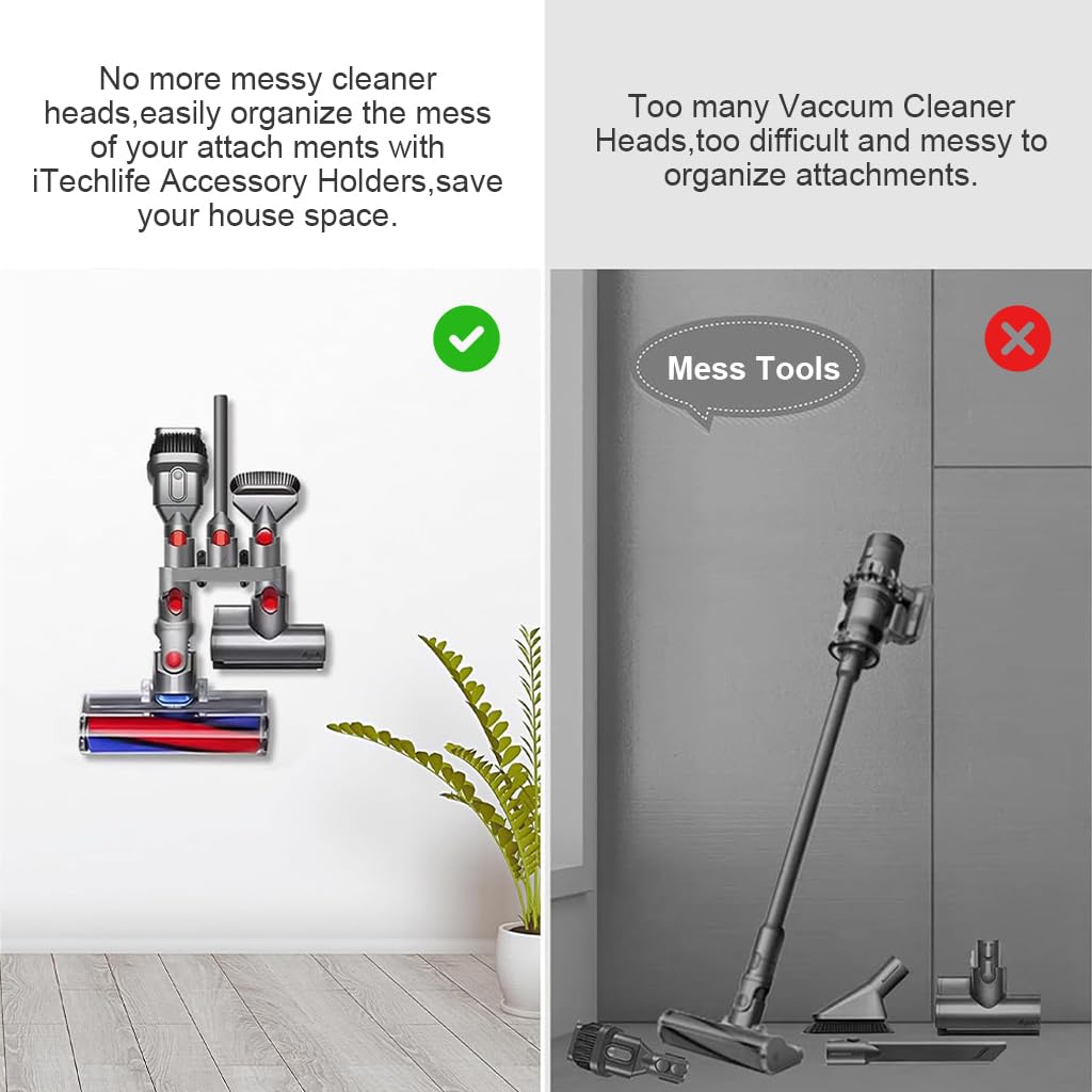 Verilux Accessory Holder for Dyson V6 V7 V8 V10 V11 featuring ABS Wall Mount | 2PCS Nail‑Free Organizer