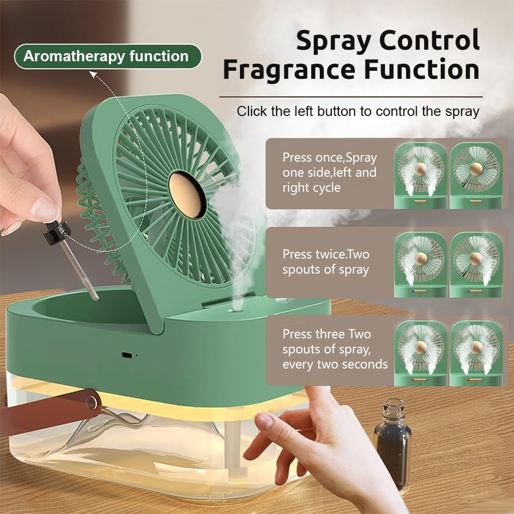 Verilux USB Plug Fan featuring 2.5L Dual Spray and Foldable Design for Office & Travel Use | Quiet Humidifying Air Cooler for Indian Climate