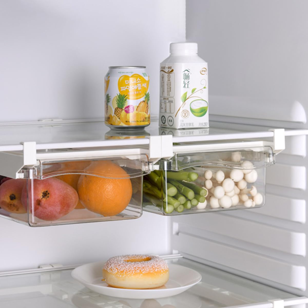 Supvox Fridge Storage Boxes for Vegetables and Eggs with Pull-Out Drawer Design | 2 Pcs BPA-Free PET Containers