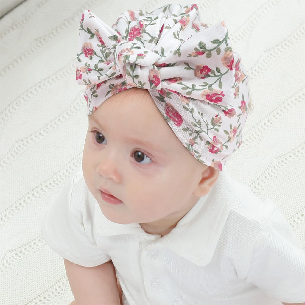 SNOWIE Soft Baby Girl Caps Set for Newborn Gifts featuring Bow Design and Cotton Blend Warmth