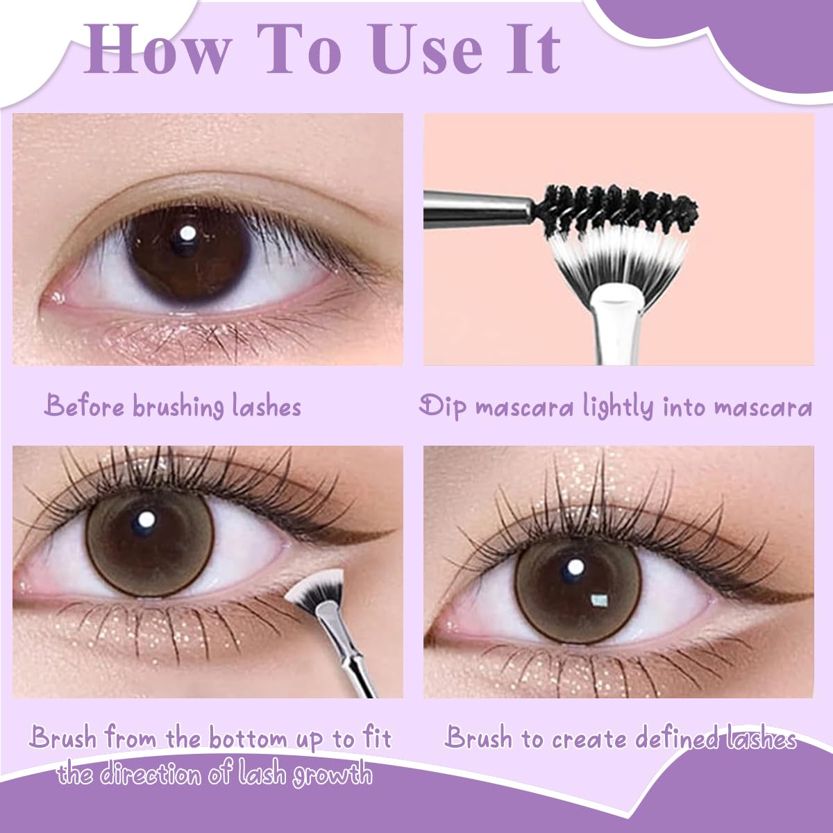 MAYCREATE Eyelash Fan Brush for Precise Mascara Application with 120° Angled Head & Soft Nylon Bristles