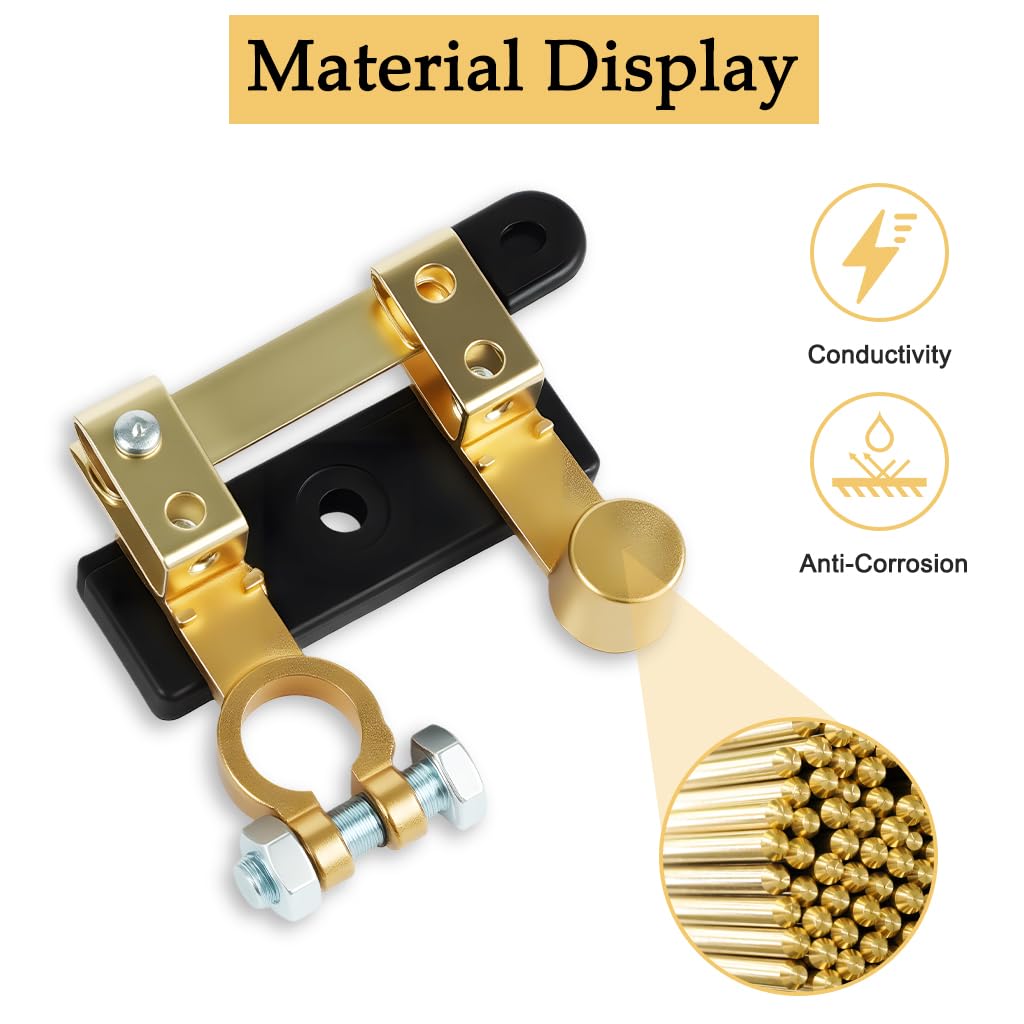 STHIRA Car Battery Shut Off Switch for 12V and 24V Vehicles with Blade Mechanism and Pure Copper Terminals