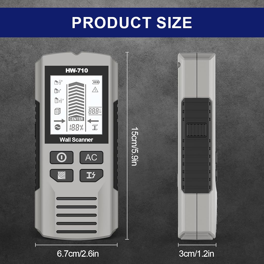 Serplex Stud Finder Wall Scanner for DIY and Professional Use with 6 Modes & LCD Display | Detects Studs, Metal up to 38mm and Live AC Wires up to 51mm