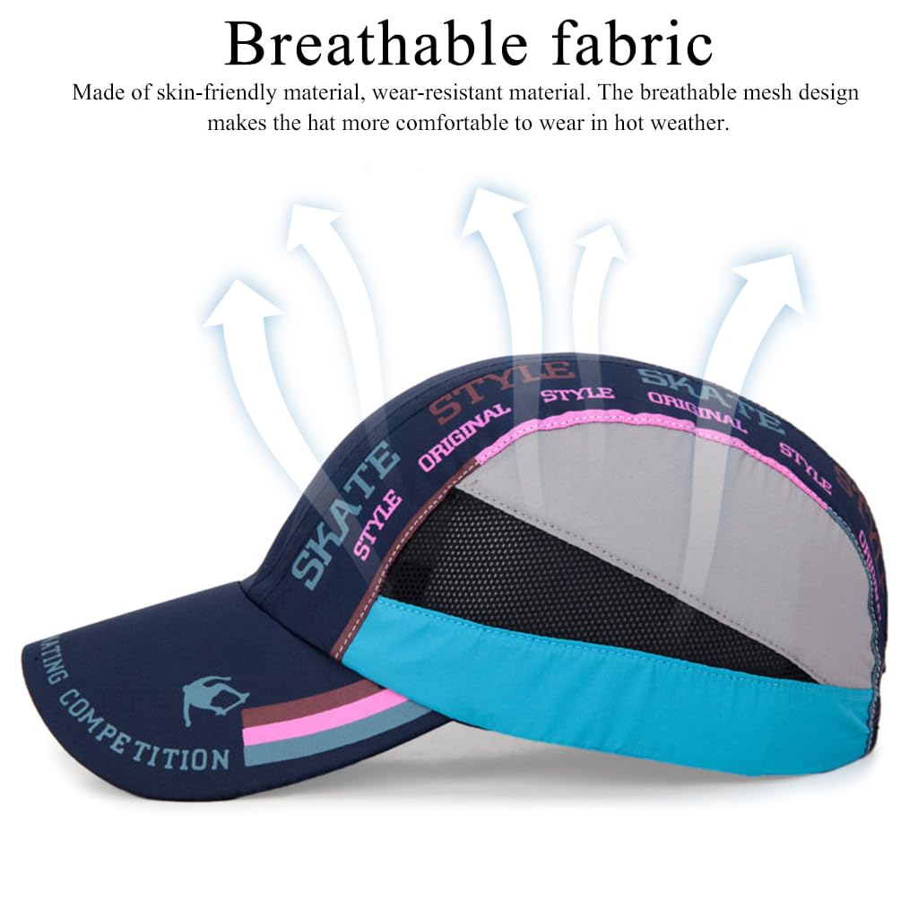 Venzina Sport Cap for Outdoor Activities with Adjustable 56–60 cm Fit and UV Protection | Quick Dry Blue Polyester Hat for Men and Women