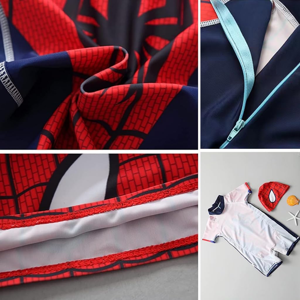 Zibuyu Swim Suit for Kids Boys with UPF 50+ Protection featuring Superhero Print | Soft Stretchy Polyester Spandex Set 5-6 Years