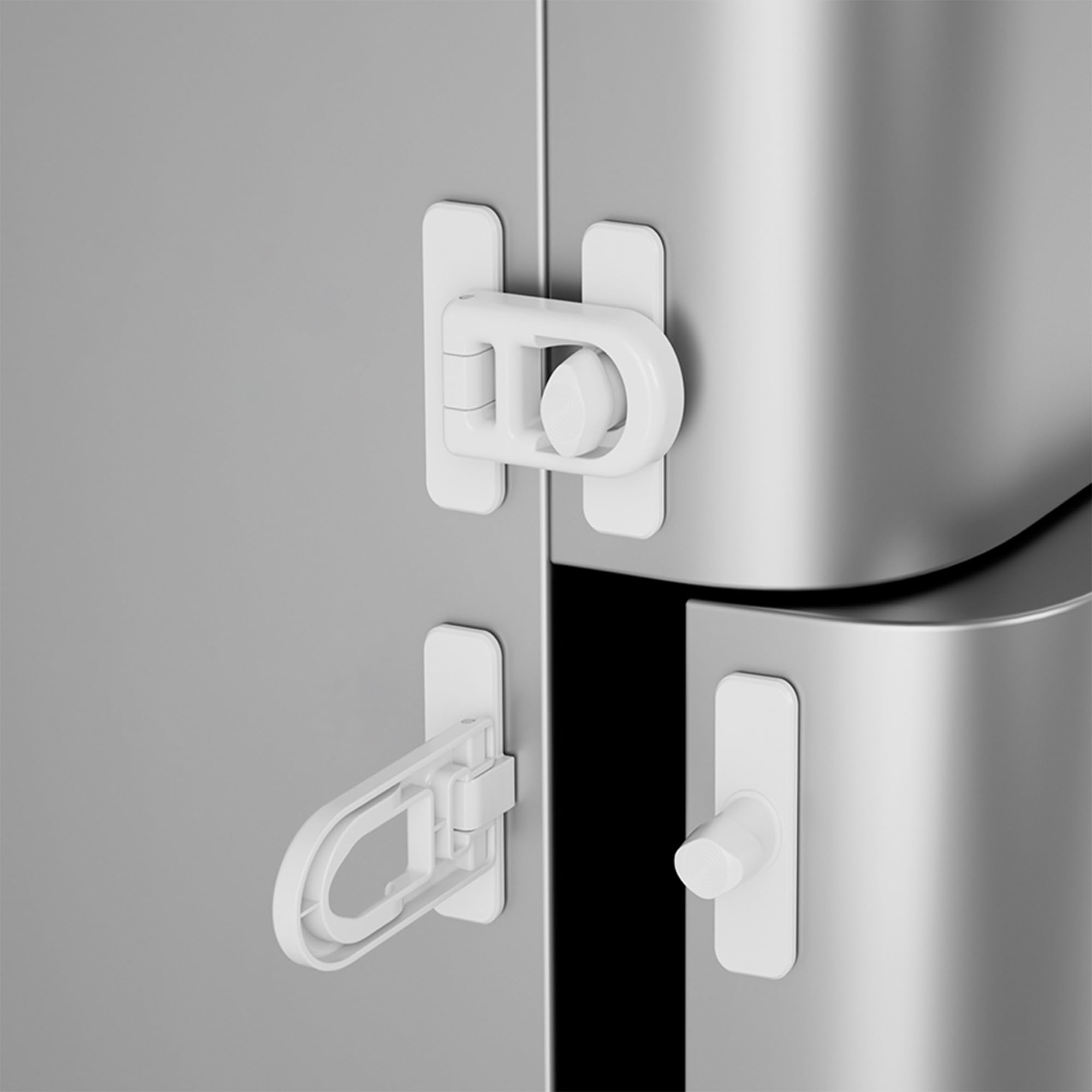 SNOWIE SOFT® 2 Pack Child Proof Refrigerator Lock with Sticky Adhesive Pads, Kids Safety Locks for Doors